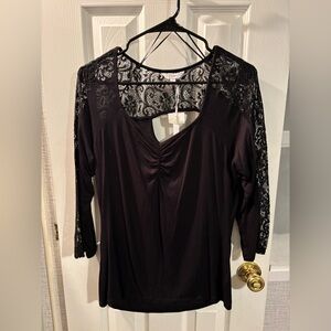 Candie's Black Lace Detail Top